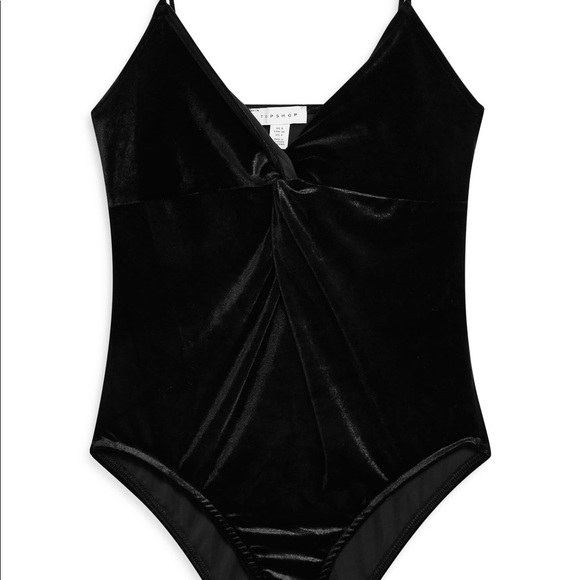 Sold NWT Topshop Black Bodysuit in Velvet - Picture 3 of 7